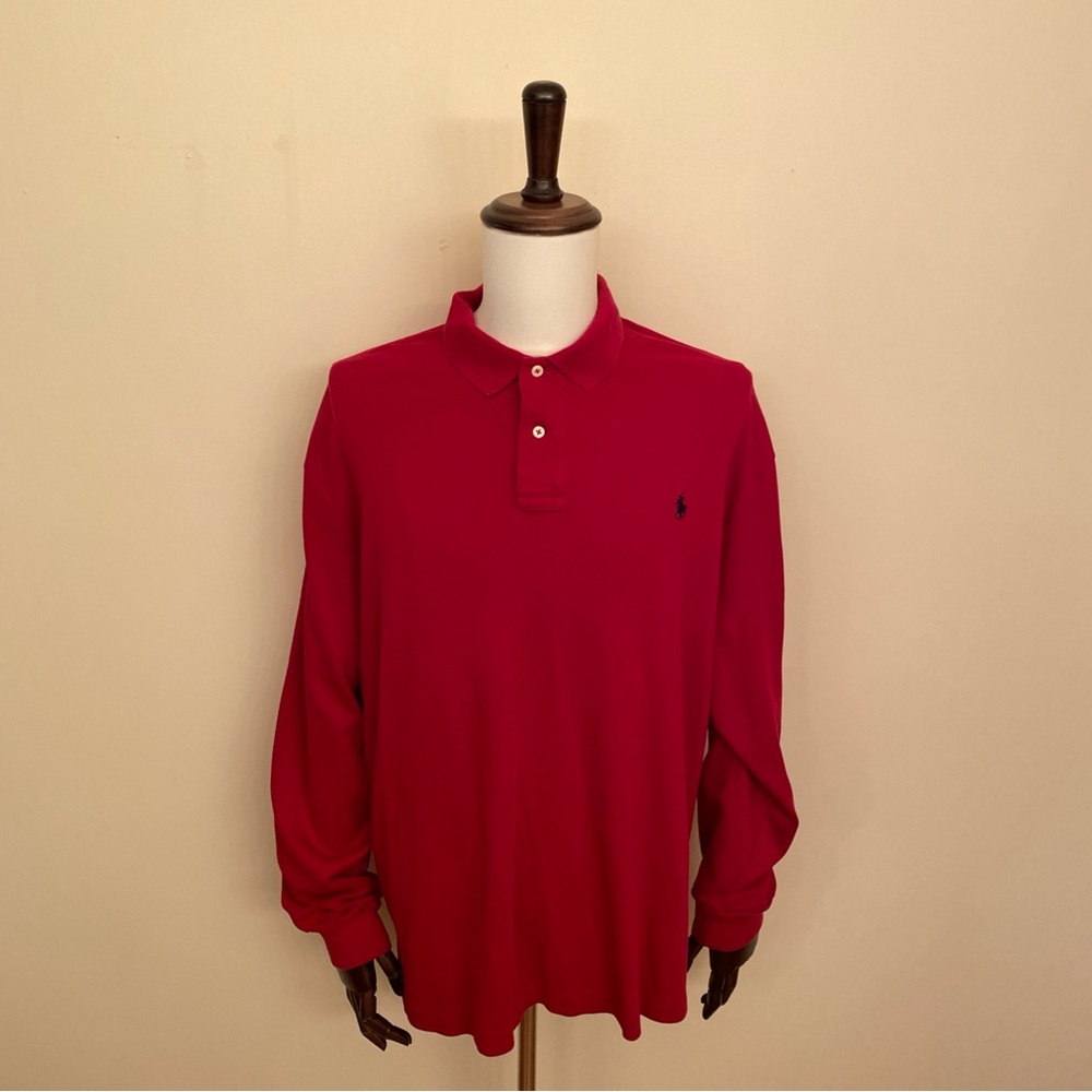 Polo Ralph Lauren Mens XL Red Pullover Black Pony Cotton Vintage